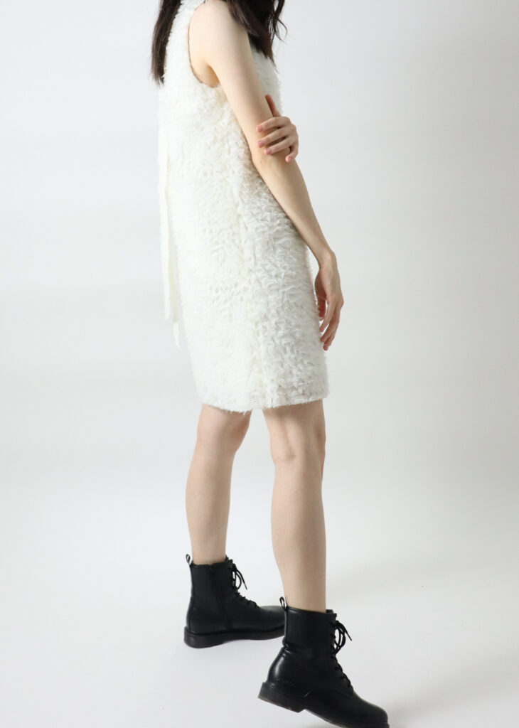 Luna White Dress – white embroidered tulle dress with deep V back and delicate ribbons
