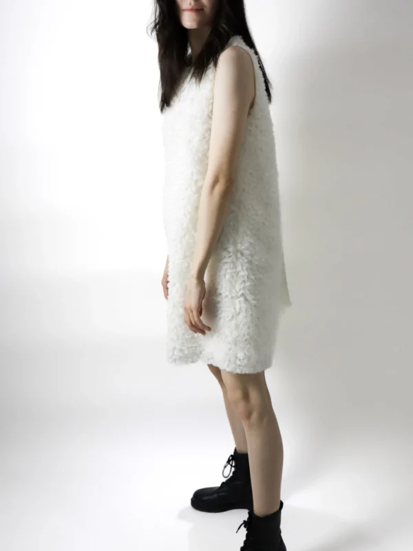 Luna White Dress front look – sleeveless tulle dress with clean, romantic design
