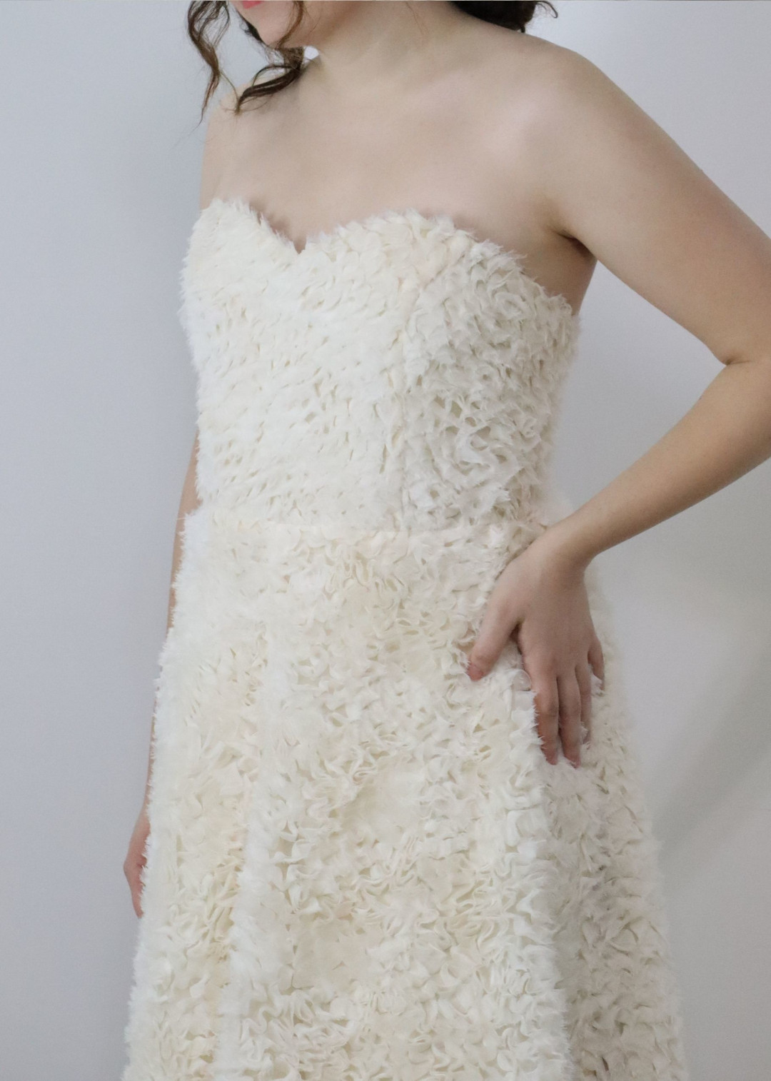 Milky White Grace Dress worn by model, side view